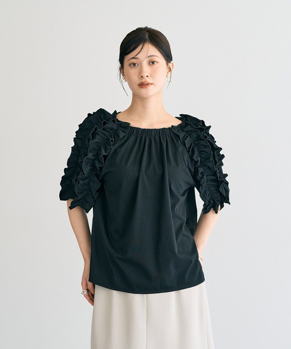 YECCA VECCA UVカットフリルスリーブカットソー 