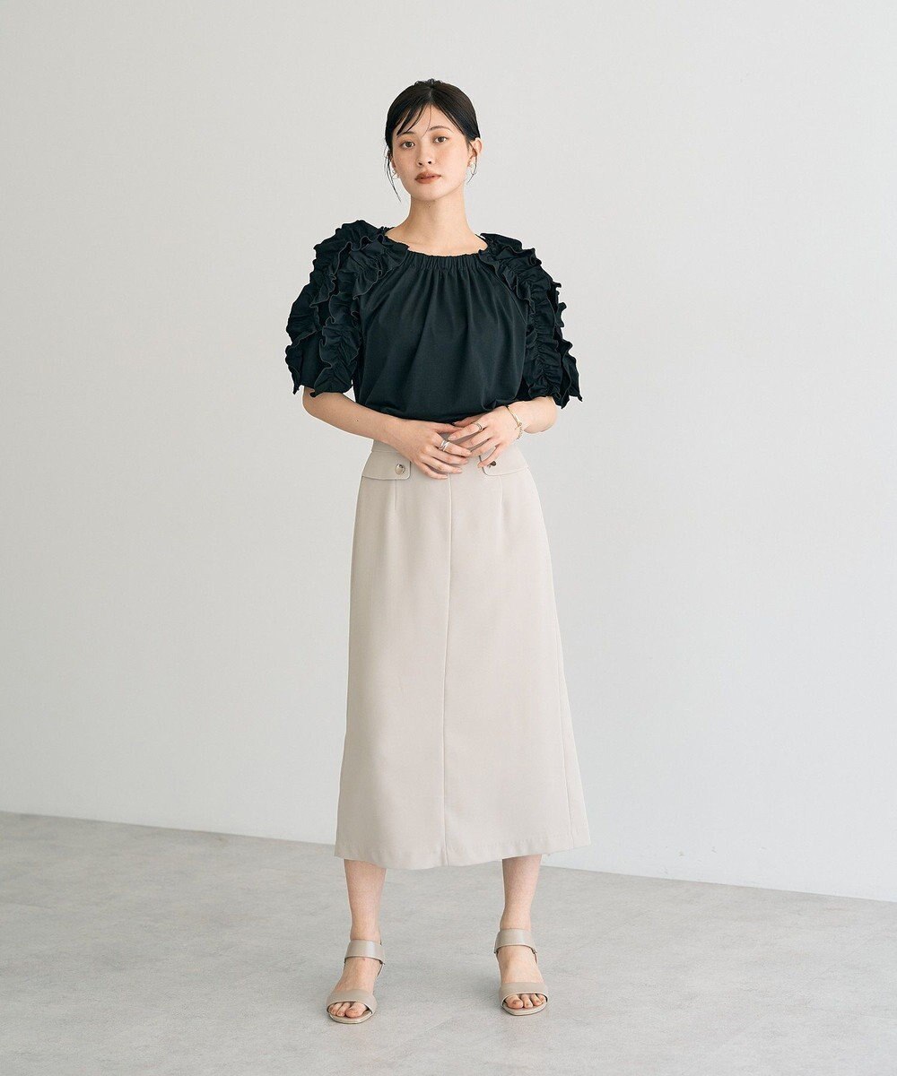 YECCA VECCA UVカットフリルスリーブカットソー 