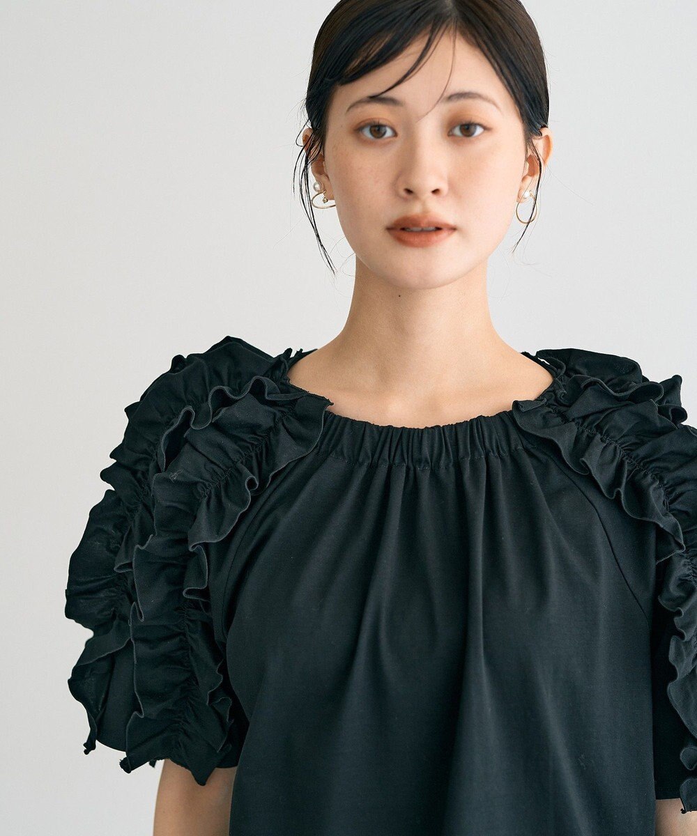 YECCA VECCA UVカットフリルスリーブカットソー 