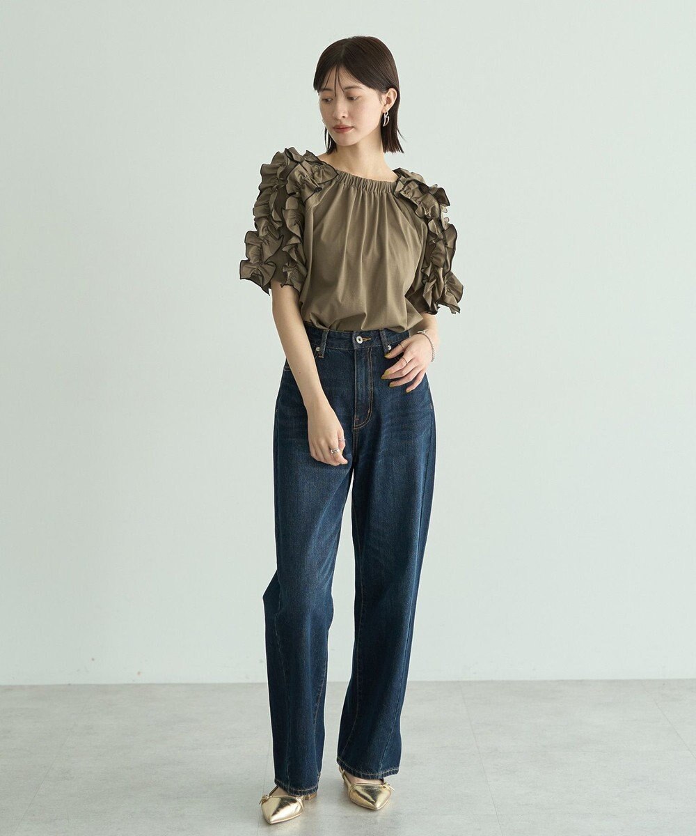 YECCA VECCA UVカットフリルスリーブカットソー 