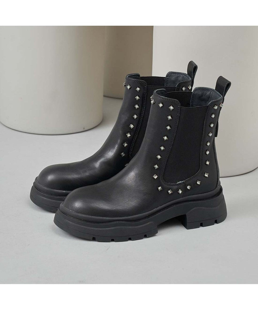 MODE ET JACOMO <carino>サイドゴアビジューショートブーツ 