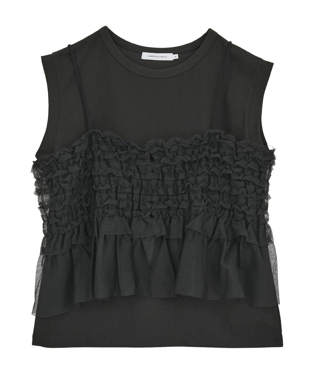 AMERICAN HOLIC 【2点セット】チュールキャミ+ノースリーブT 