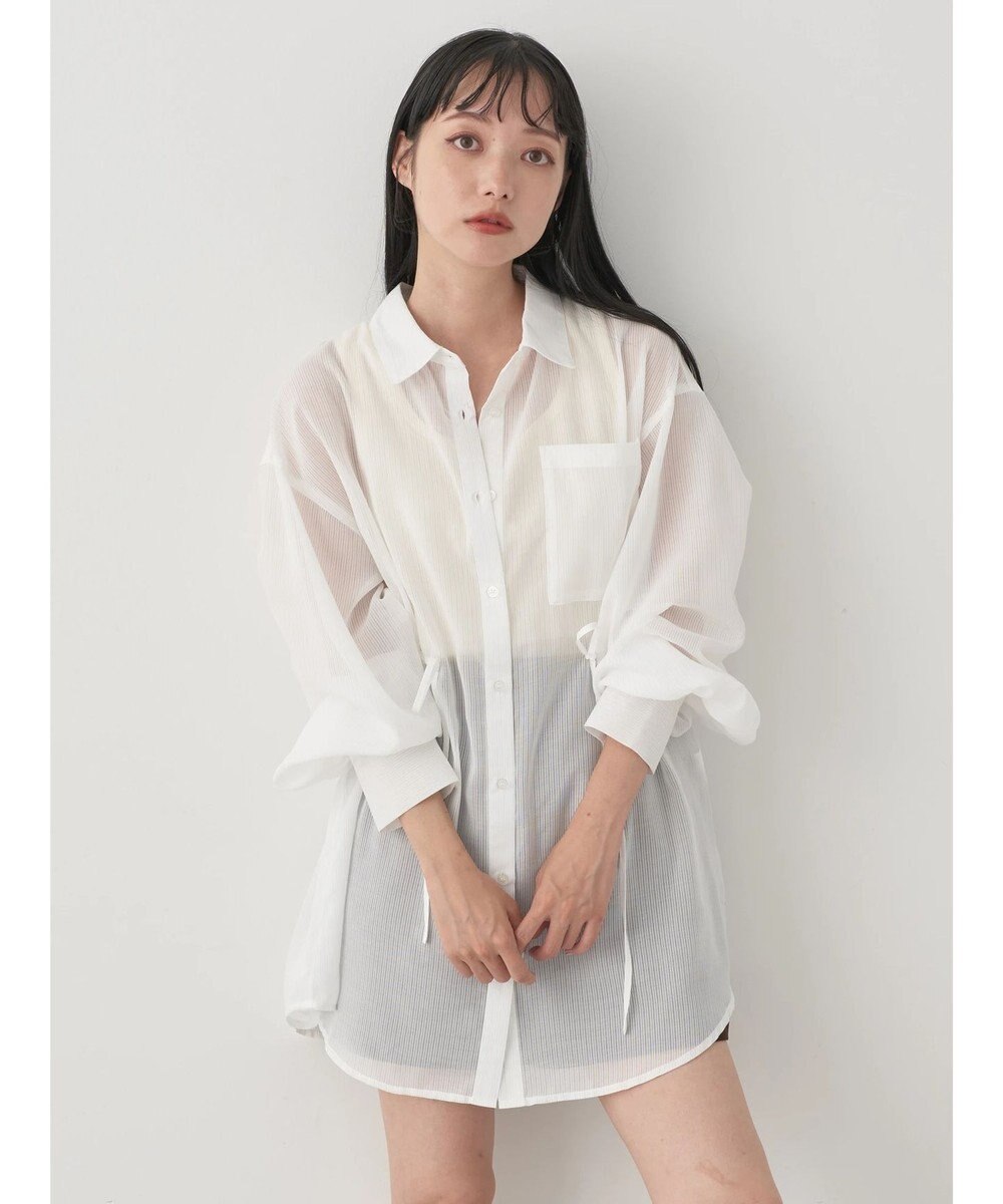 earth music&ecology ワンポイント刺繍ロングシャツ 