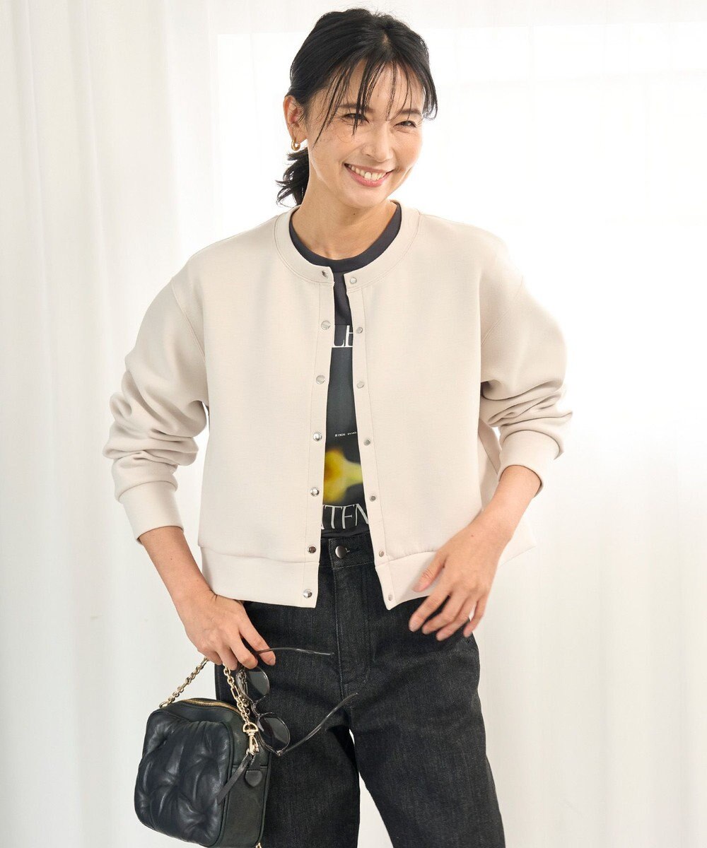 UNFILO L 【野呂佳代さん着用】BEAUTY FORM JERSEY スナップカーディガン 