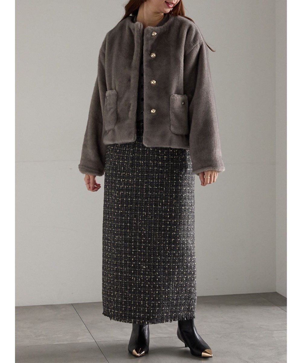 Te chichi グラデーションファーノーカラージャケット《2025winter catalog item》 