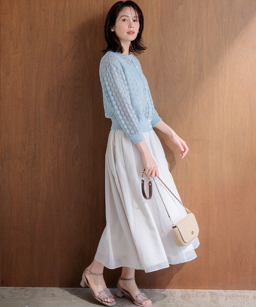 組曲 【先行予約・前後着用可】コットンフラワーレーシー カーディガン 