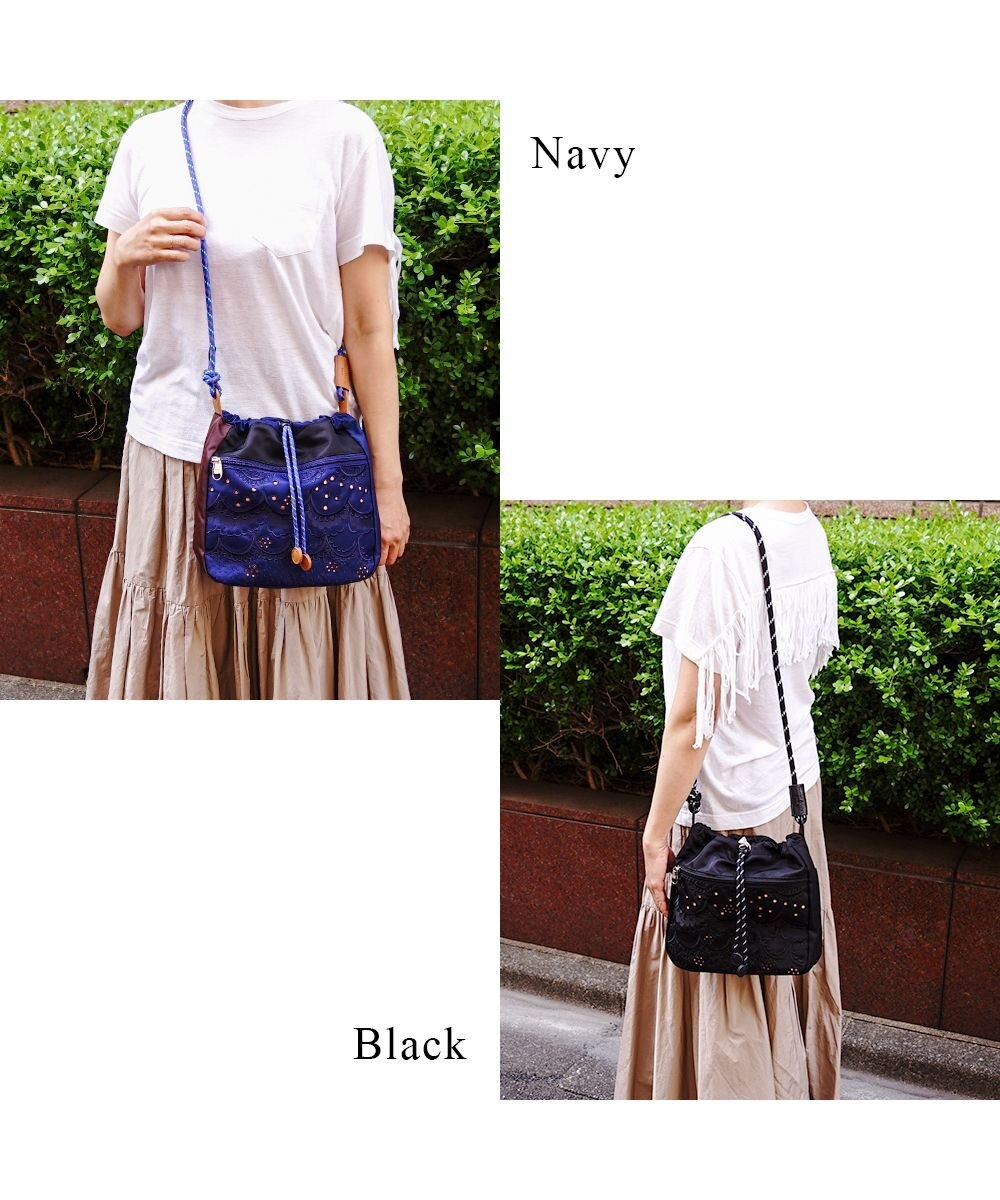 tsumori chisato CARRY スカラップレース ショルダーバッグ 【おしゃれな刺繍＆スポーティーな雰囲気をミックス】 