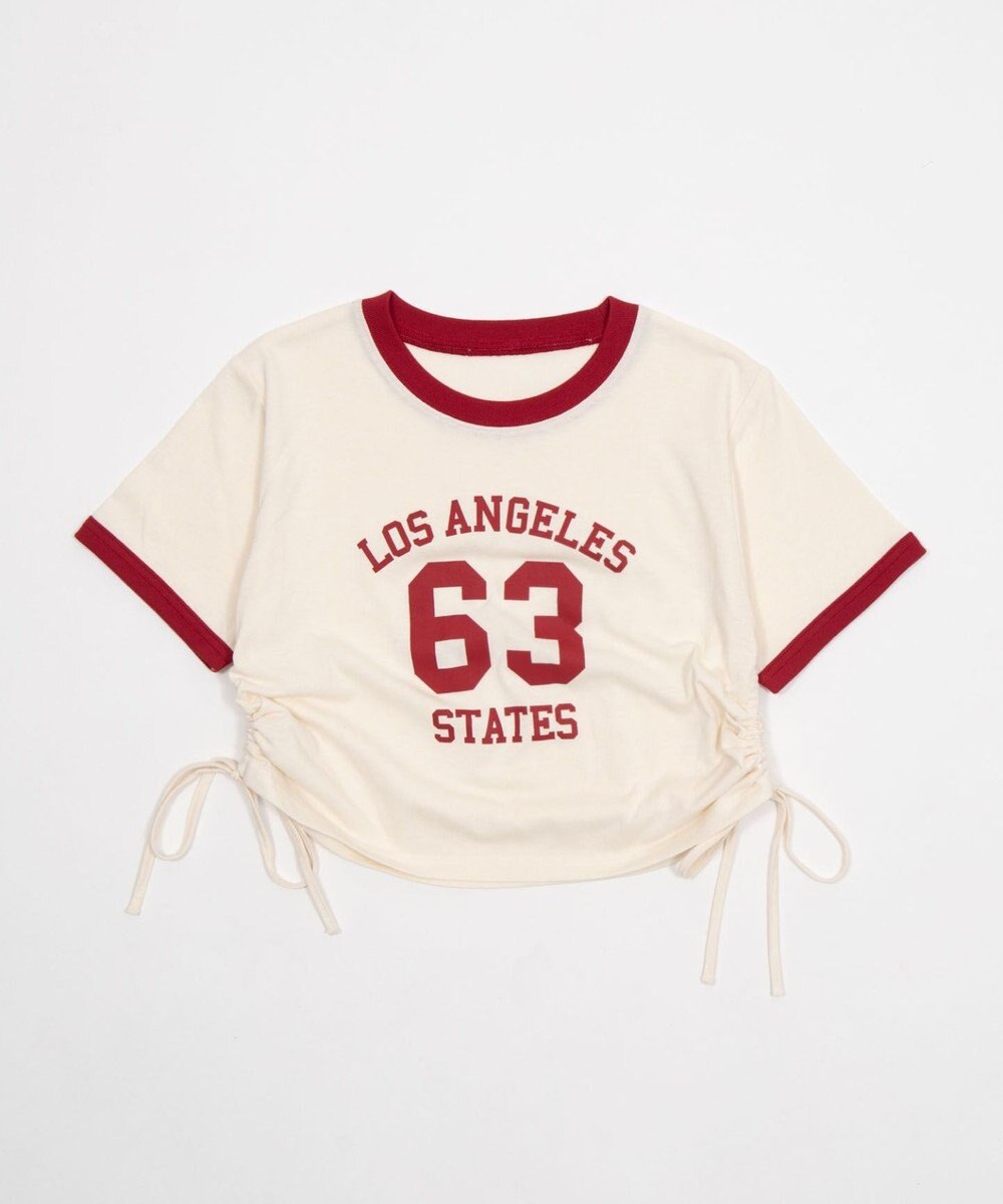 WEGO グラフィックサイドリボンドロストショートT 