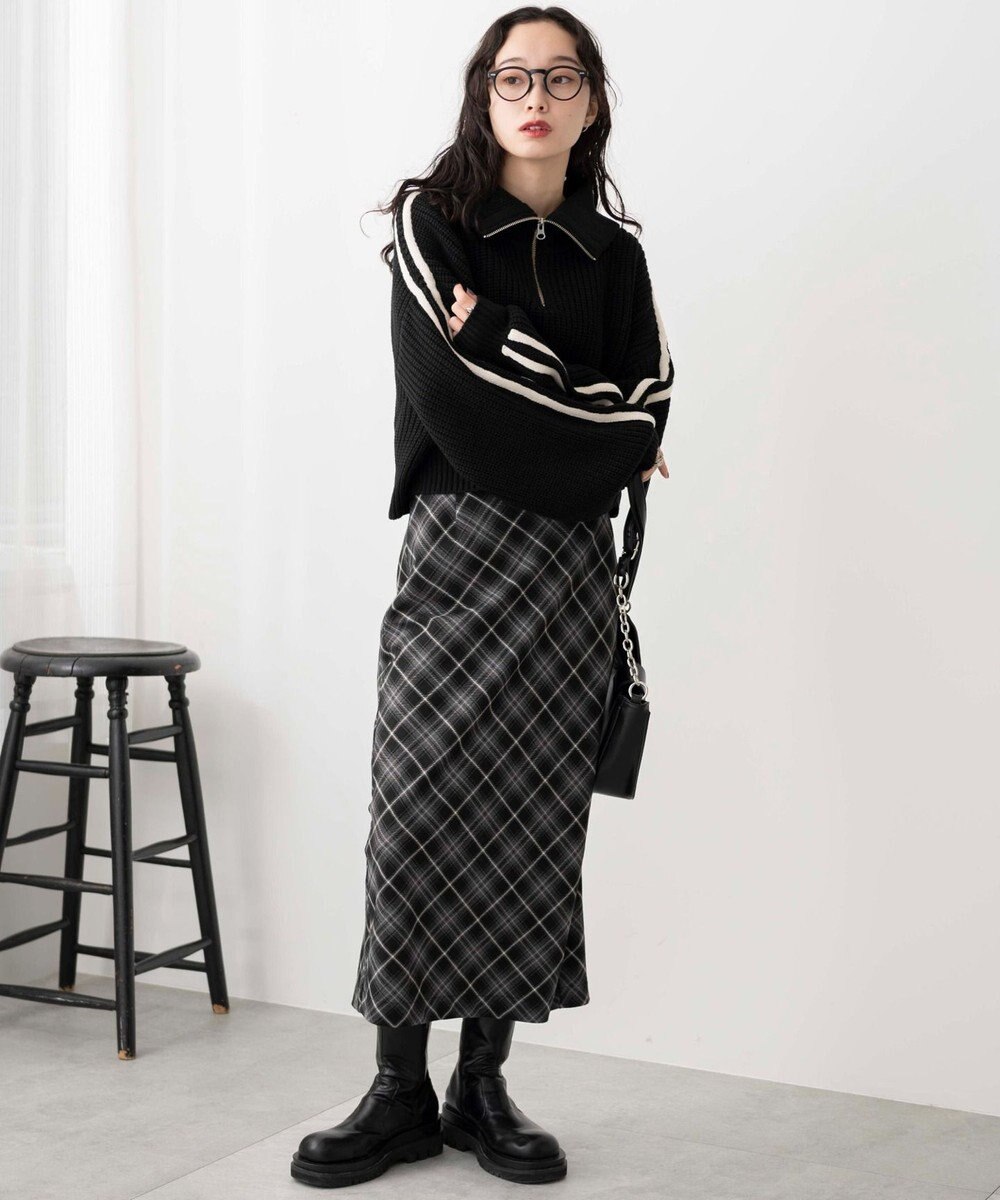 WEGO 2ラインハーフジップニットプルオーバー 