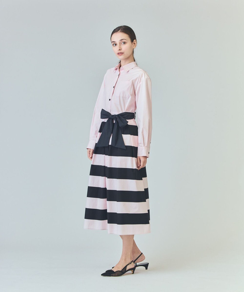 GRACE CONTINENTAL ボーダーコンビシャツワンピース 