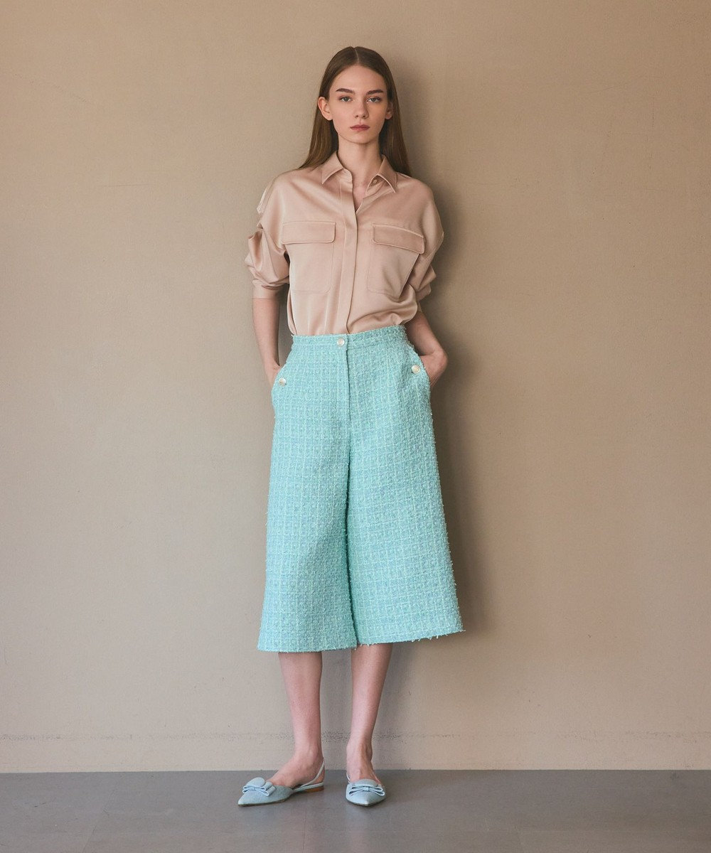 GRACE CONTINENTAL ツイードクロップドパンツ 