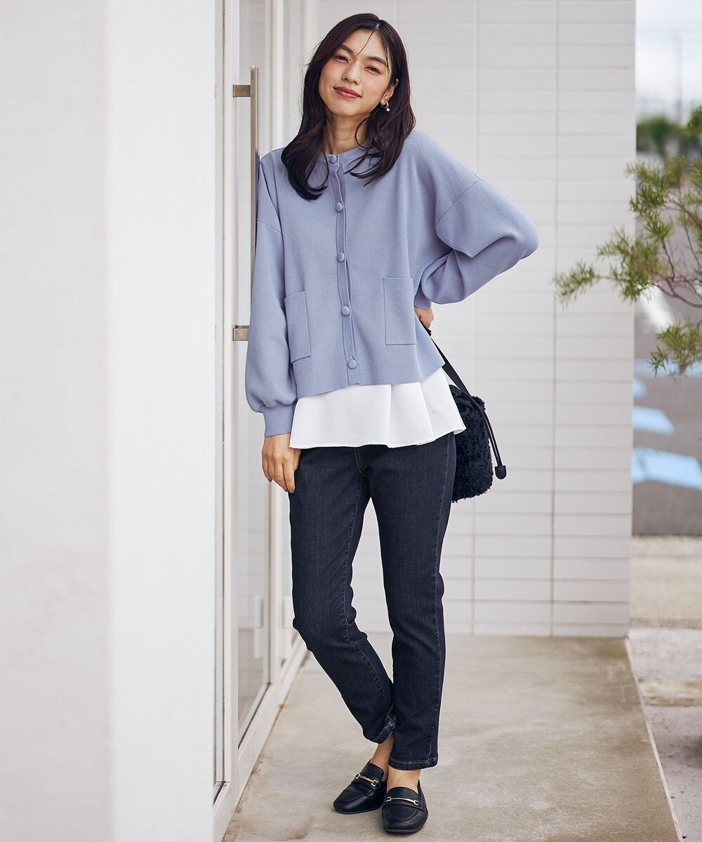 ANY スウェットライクニットカーディガン 