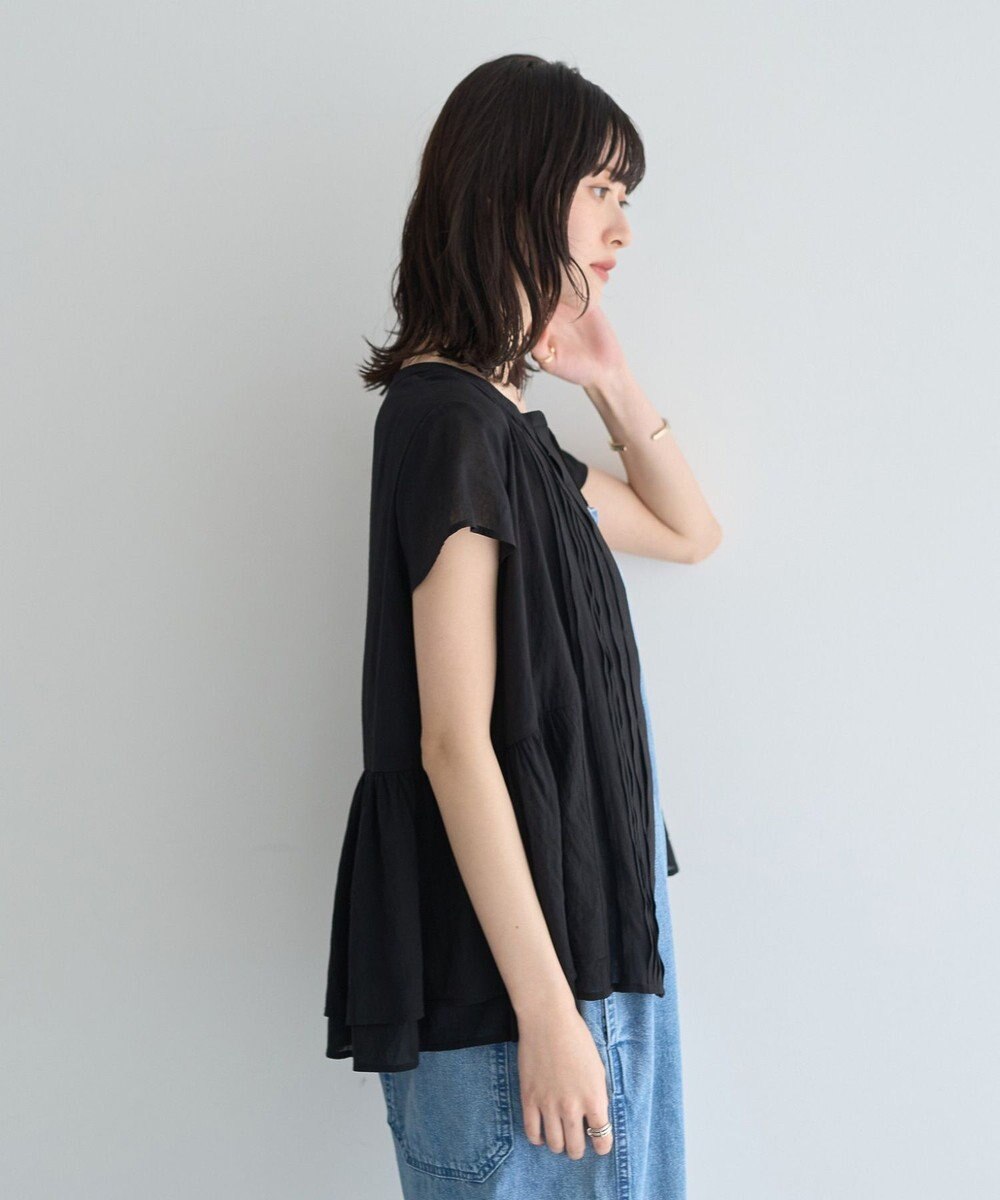 YECCA VECCA ペプラムシアーブラウス 