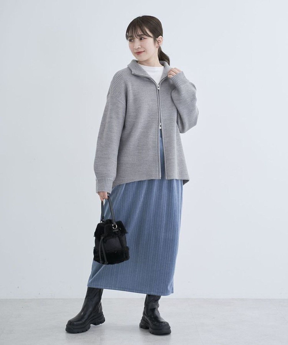 Green Parks ＺＩＰ付き畦ニットチュニック 