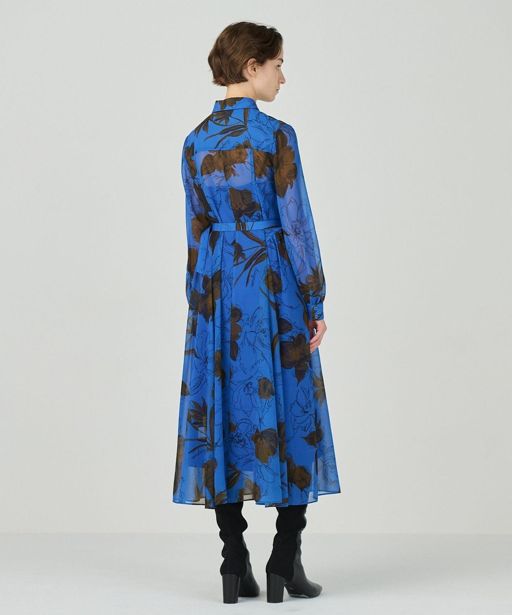 GRACE CONTINENTAL リボン付ロゴフラワープリントワンピース 