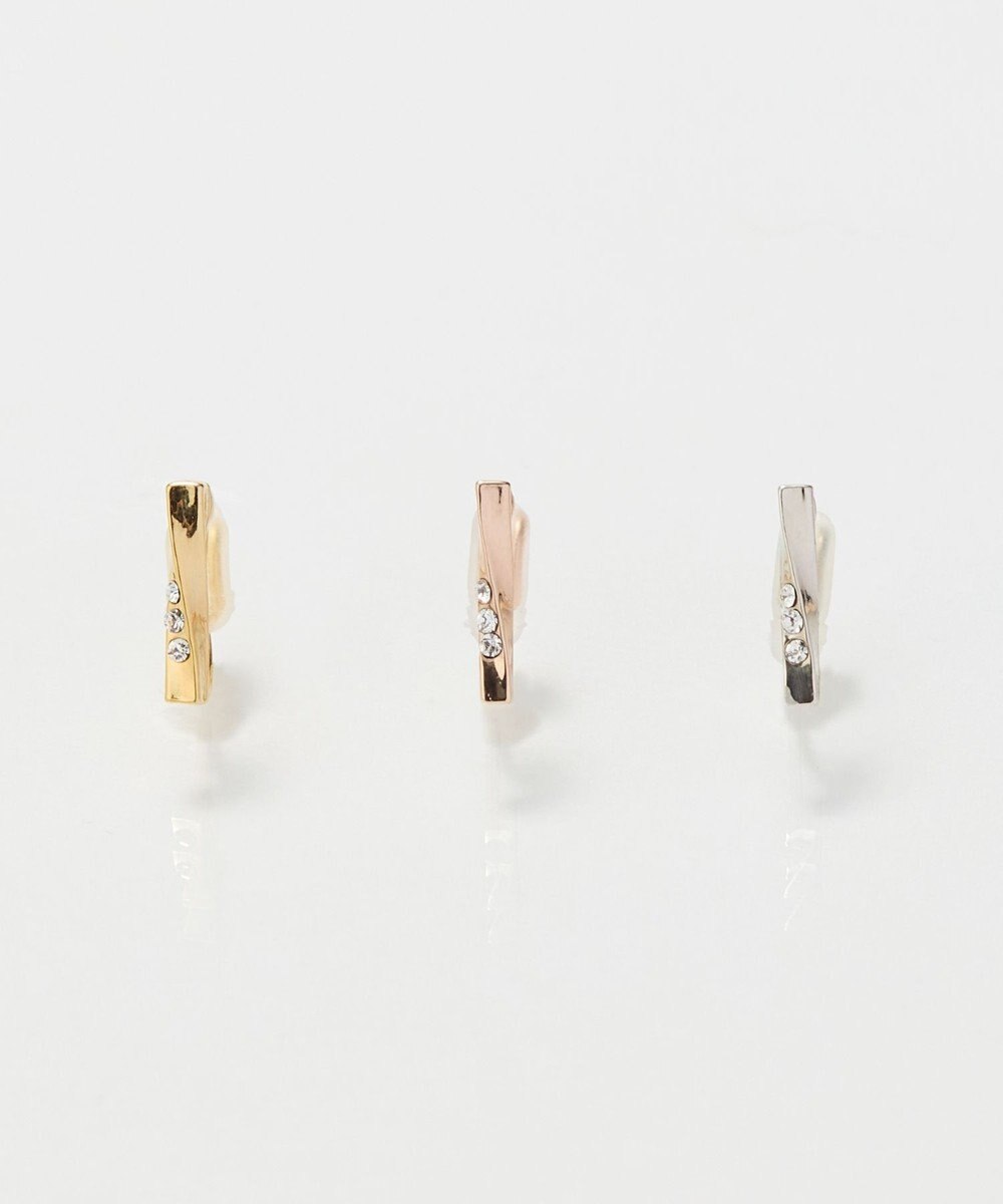 Phoebe 【金属アレルギー対応/痛くないシリーズ】ツイストバービジューライトフィットイヤリング　シャンパンゴールド 