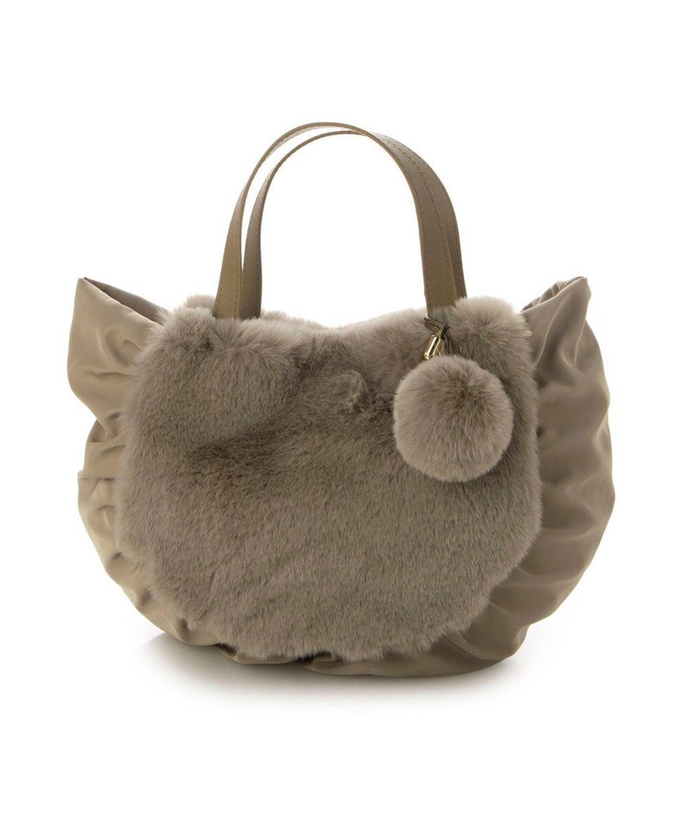 UNBILLION カシュカシュ cachecache / ポンポン付きエコファーラウンド型トートバッグ 