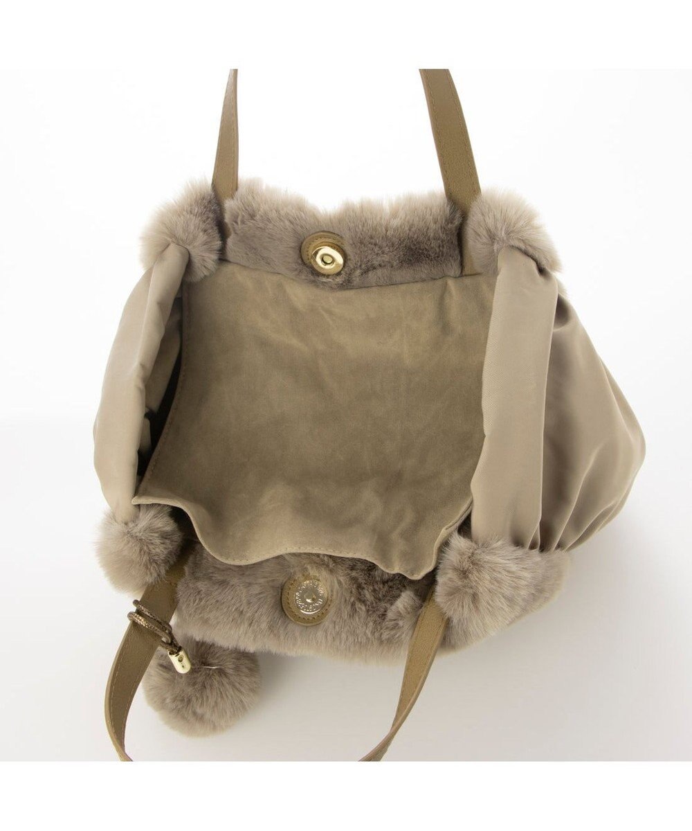 UNBILLION カシュカシュ cachecache / ポンポン付きエコファーラウンド型トートバッグ 