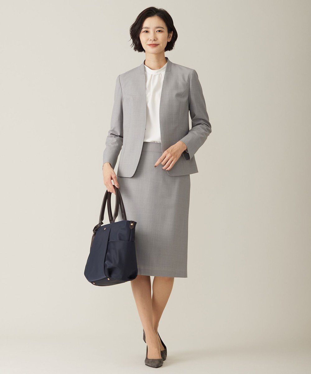 J.PRESS LADIES L 【洗える】ヌーディスバックサテン スタンドカラー ブラウス 