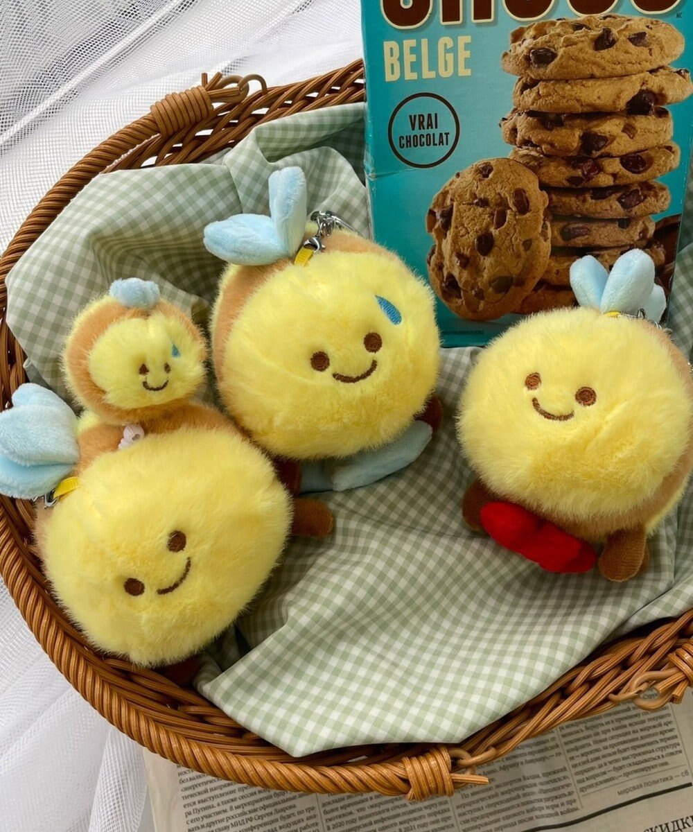 WEGO にこにこみつばちぬいぐるみキーホルダー 