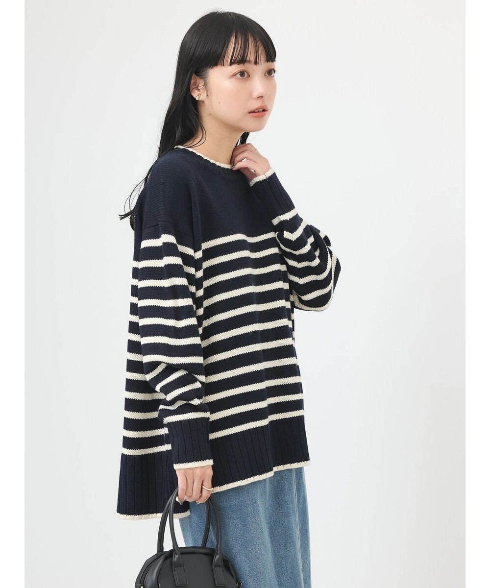 earth music&ecology ウォッシャブル脇スリットクルーネックプルオーバー 