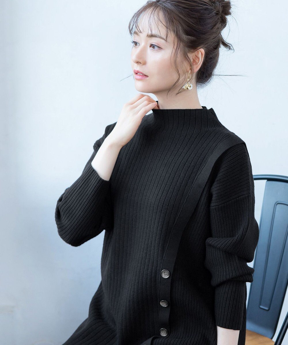 Tiaclasse L 【洗える】1枚でもレイヤード効果のあるサイドボタンチュニック 