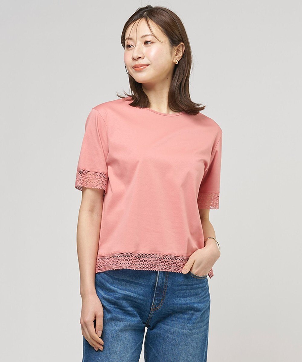 J.PRESS LADIES 【一枚で着映え】コットンスムース レース カットソー 