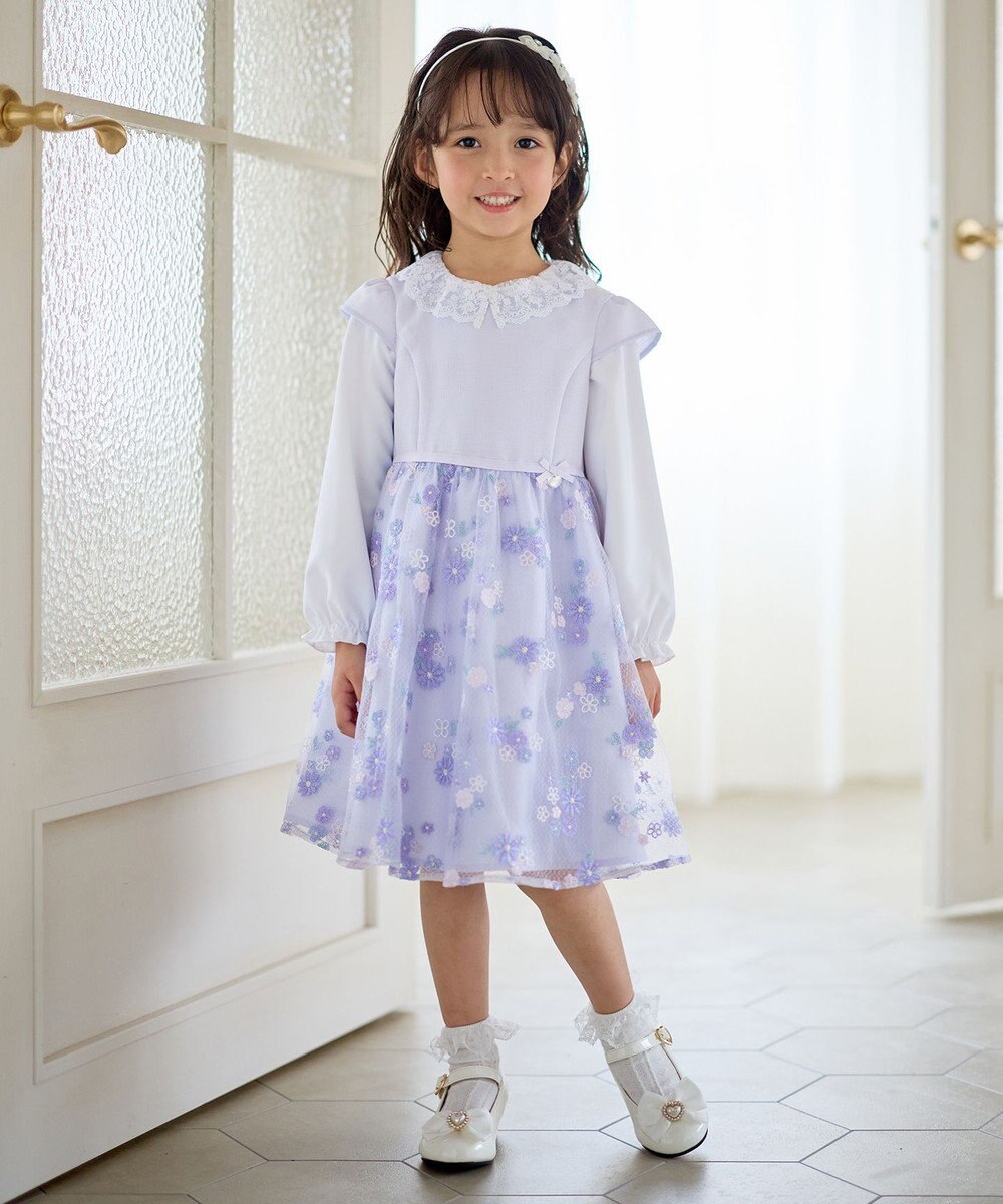 ANY KIDS 花柄刺繍ワンピース 