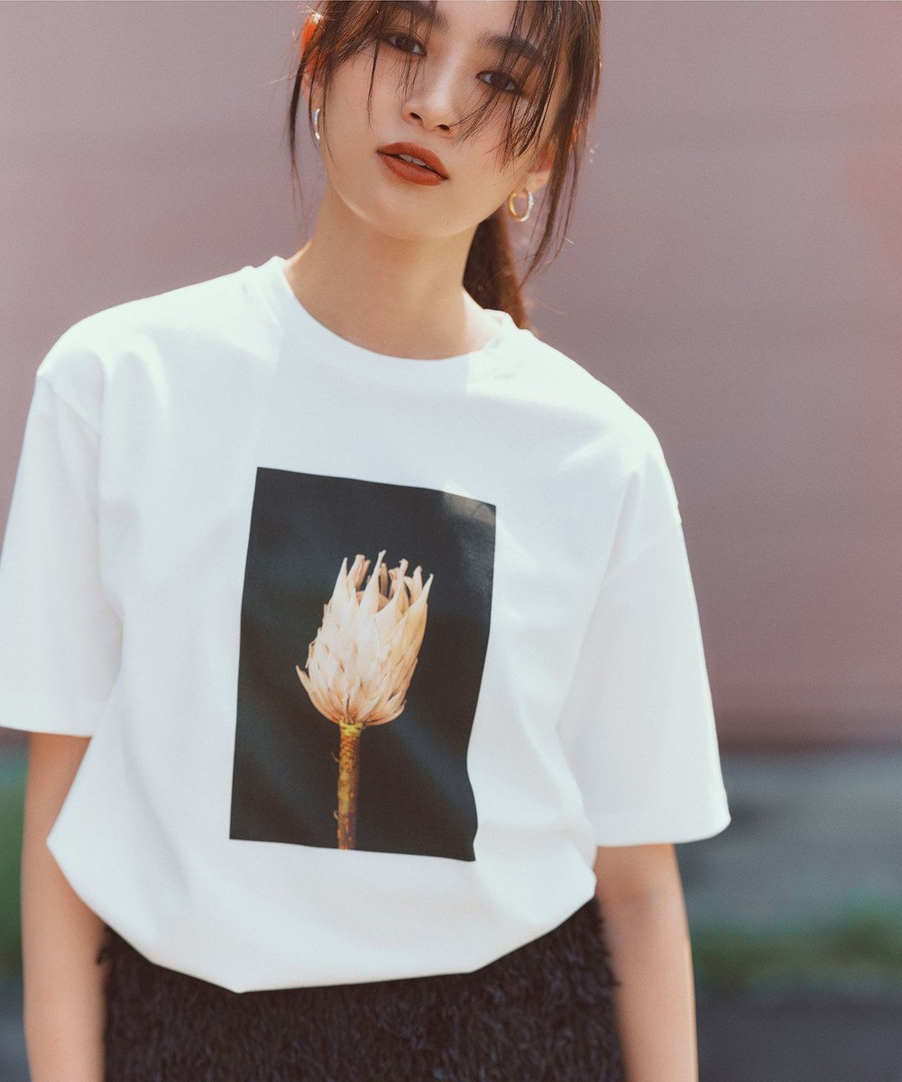 自由区 S 【カタログ掲載・洗える】PHOTO Tシャツ オフ(フラワーフォト)