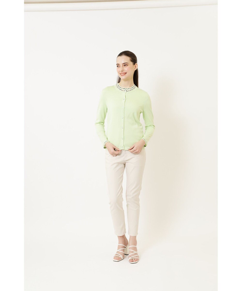 DAKS チェックジャカードコットンクルーネックカーデ 