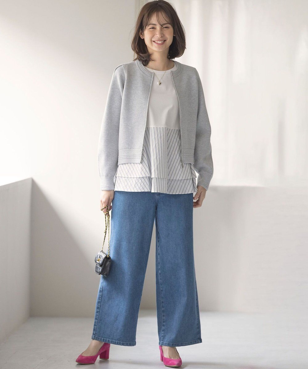 組曲 L スウェットライクニットブルゾン 