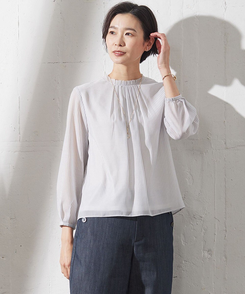 J.PRESS LADIES カチオン ストライプ カットソー 