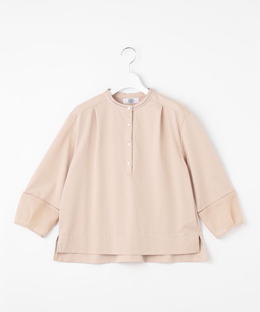 J.PRESS LADIES 【洗える】プレーティングジャージー バンドカラー カットソー 