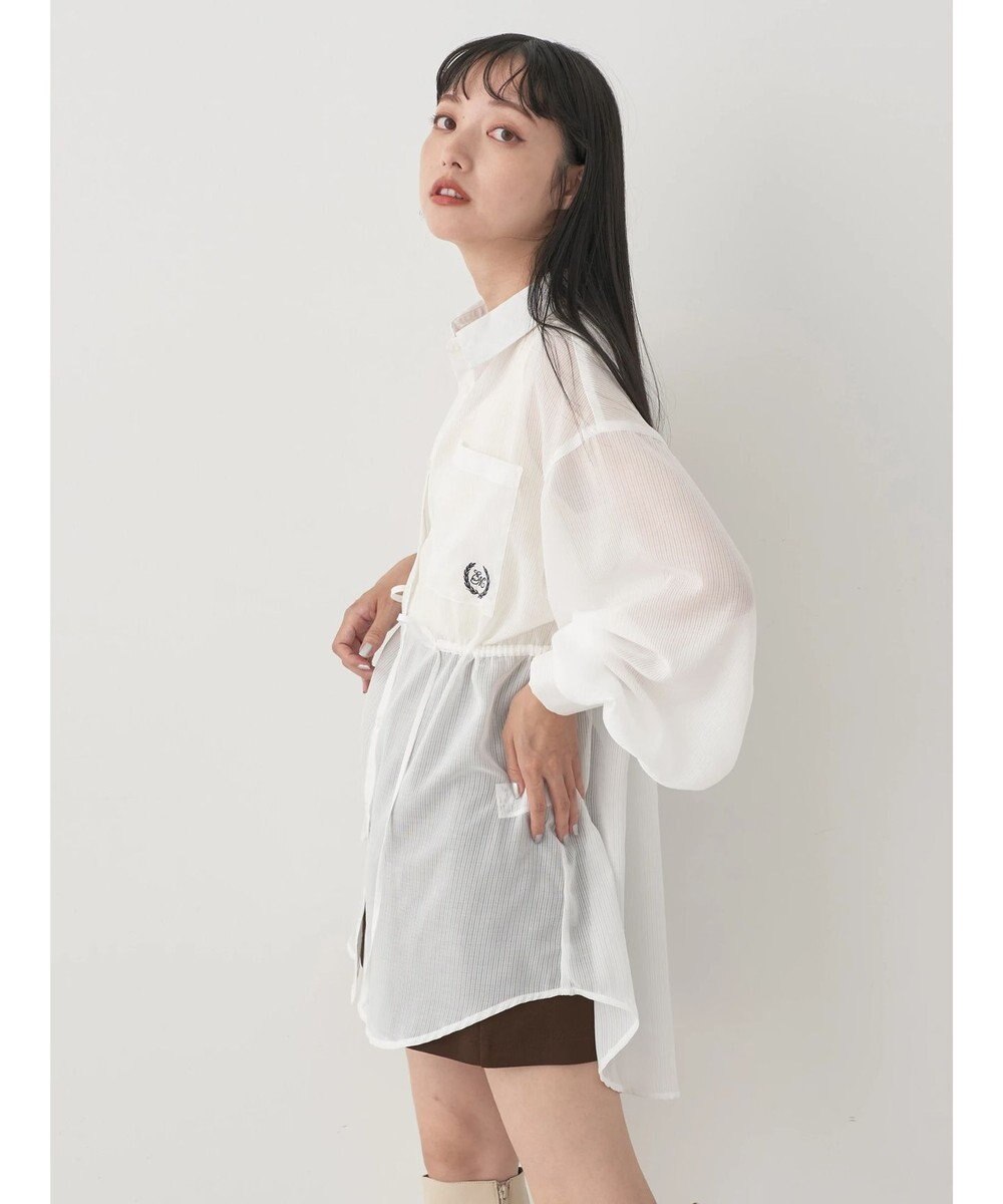 earth music&ecology ワンポイント刺繍ロングシャツ 