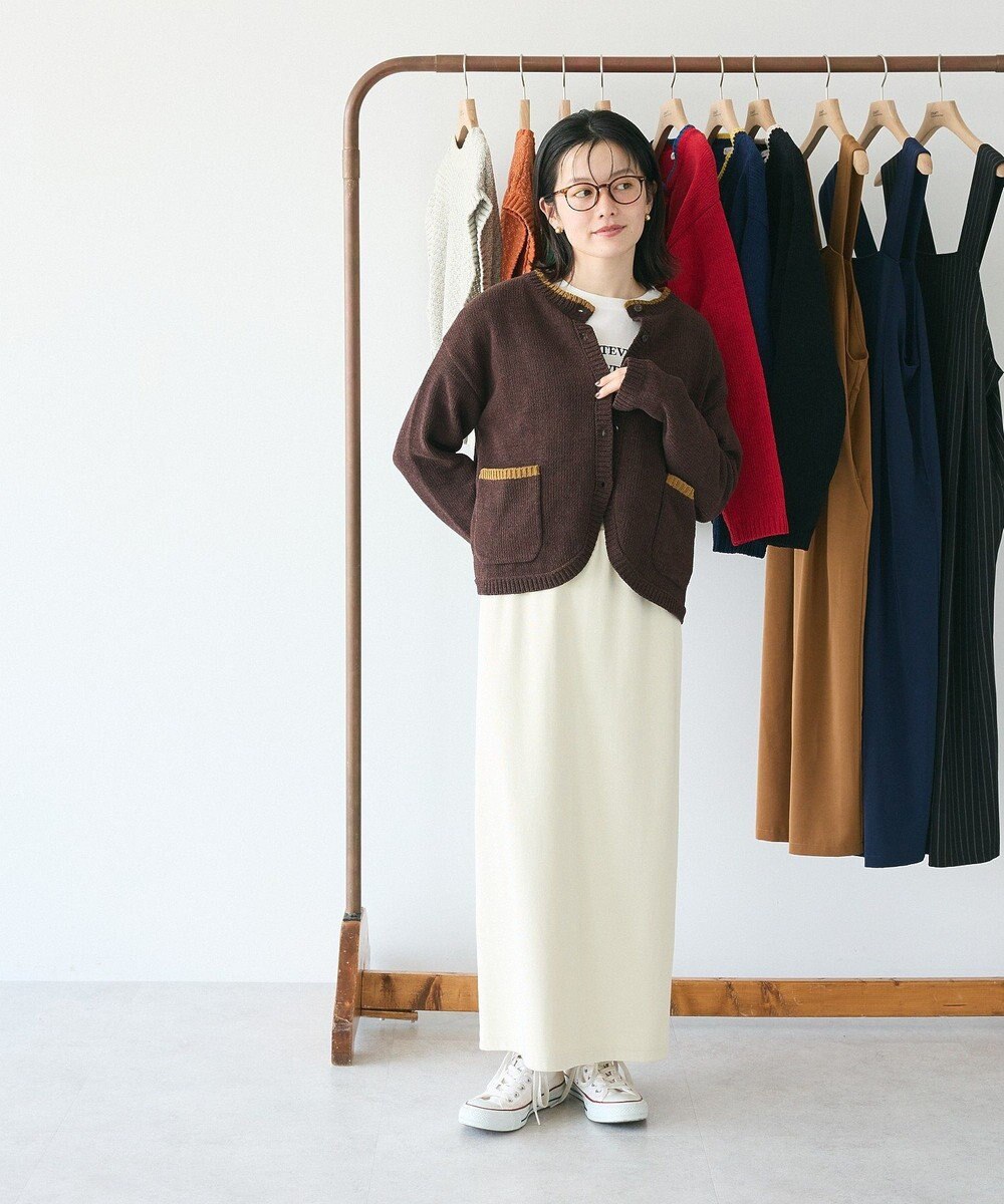 CRAFT STANDARD BOUTIQUE キナリノコラボ/洗える配色モールニットカーディガン/24AW 