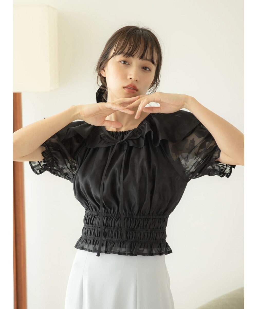 earth music&ecology 衿付きフラワーブラウス 