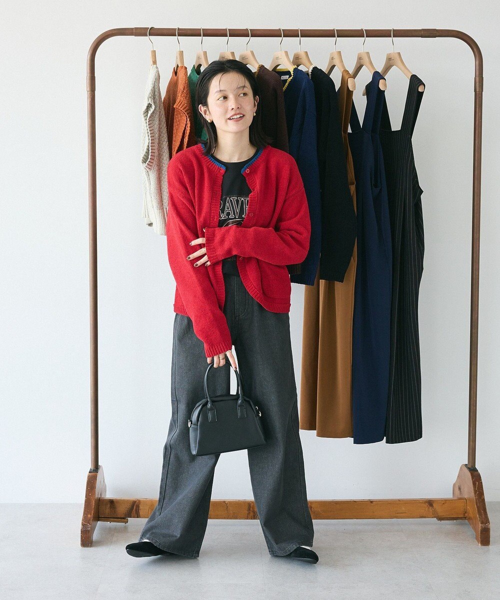 CRAFT STANDARD BOUTIQUE キナリノコラボ/洗える配色モールニットカーディガン/24AW 