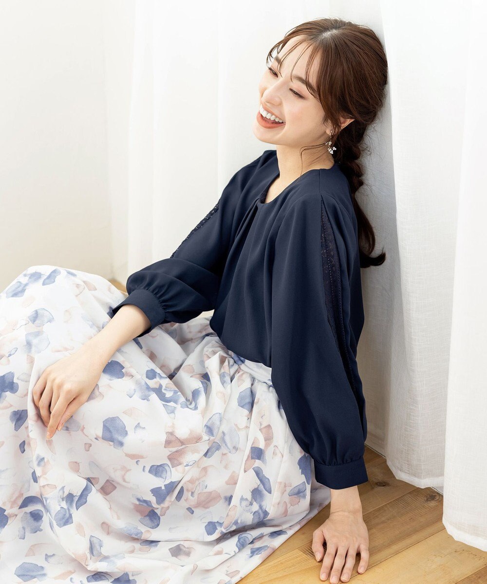 Tiaclasse 【新色追加・洗える】レースパフ袖ブラウス 