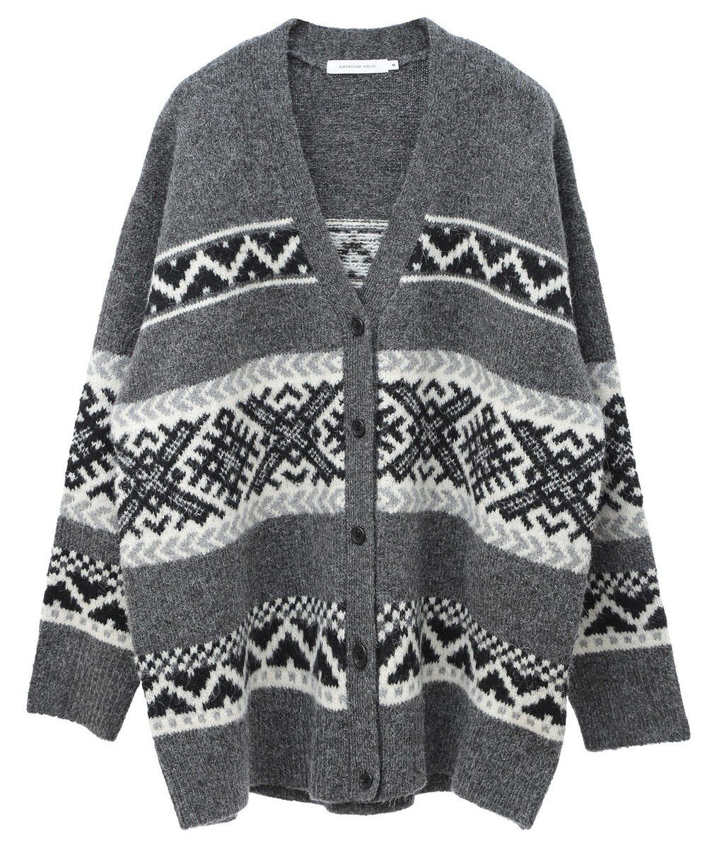 AMERICAN HOLIC ノルディック柄Ｖネックニットカーディガン 