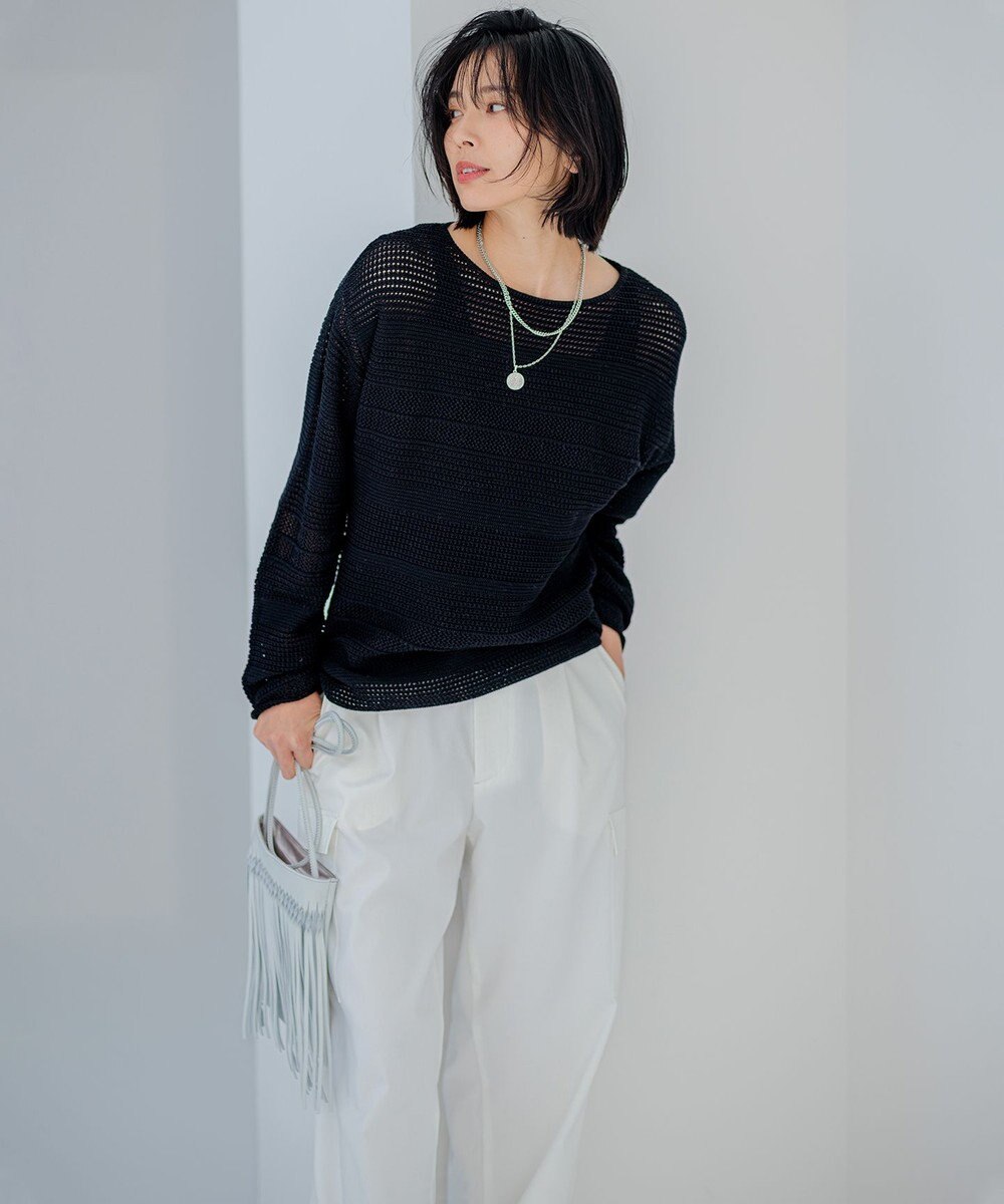 23区 S 【洗える】レーシーコットンコード ニット 