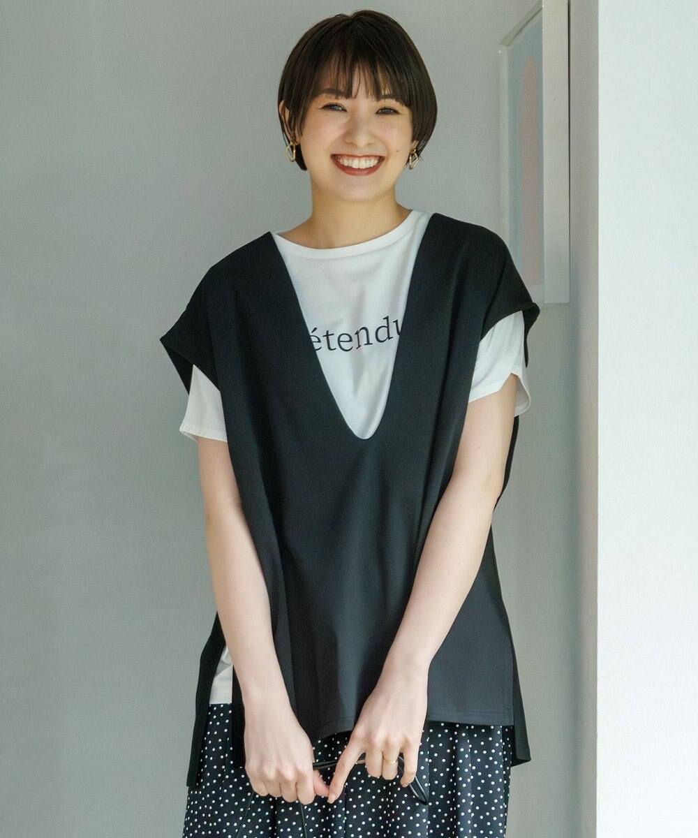 ANY L 【洗濯機可/接触冷感/UVカット】Ｖネックチュニック 