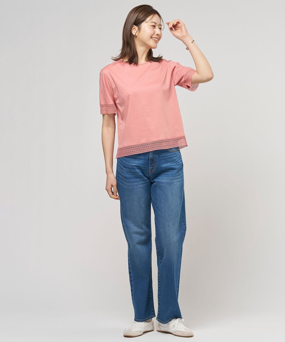 J.PRESS LADIES 【一枚で着映え】コットンスムース レース カットソー 