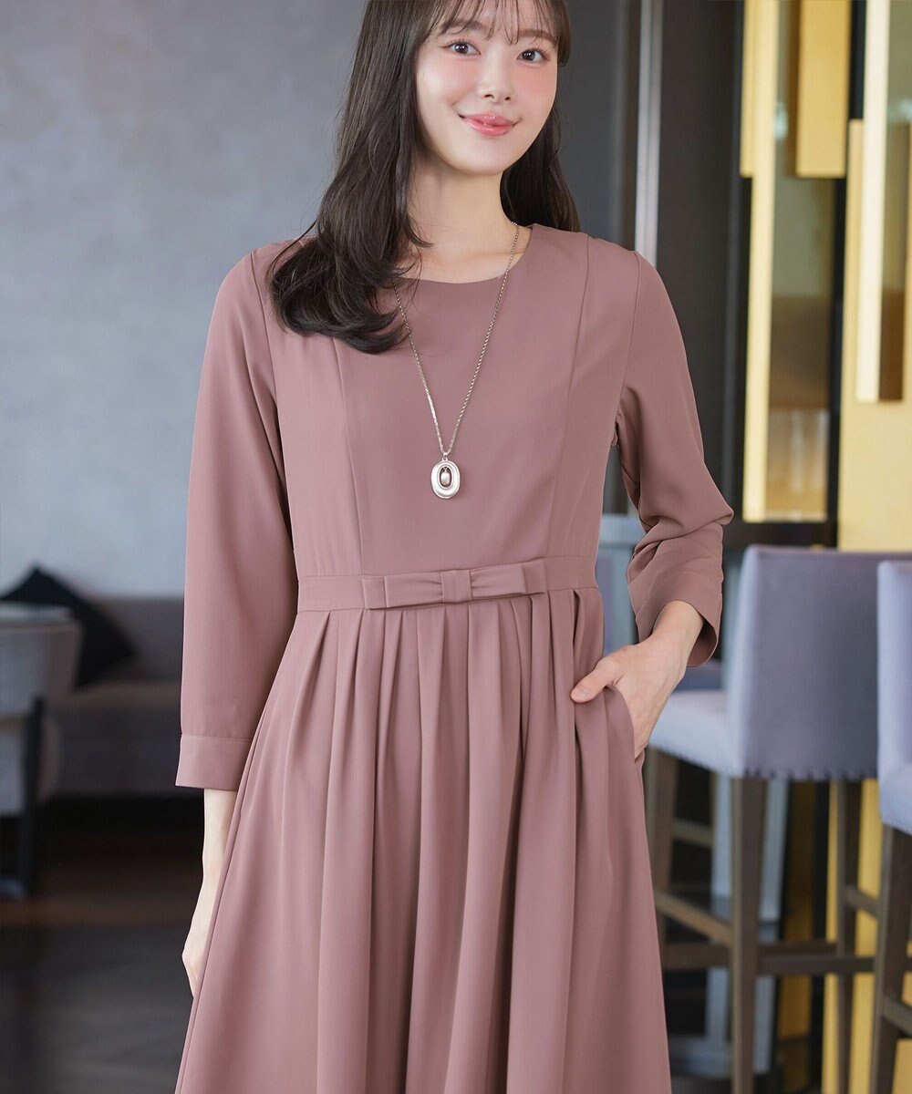 Tiaclasse L 【セレモニー・新色追加】リボンベルトフレアワンピース 