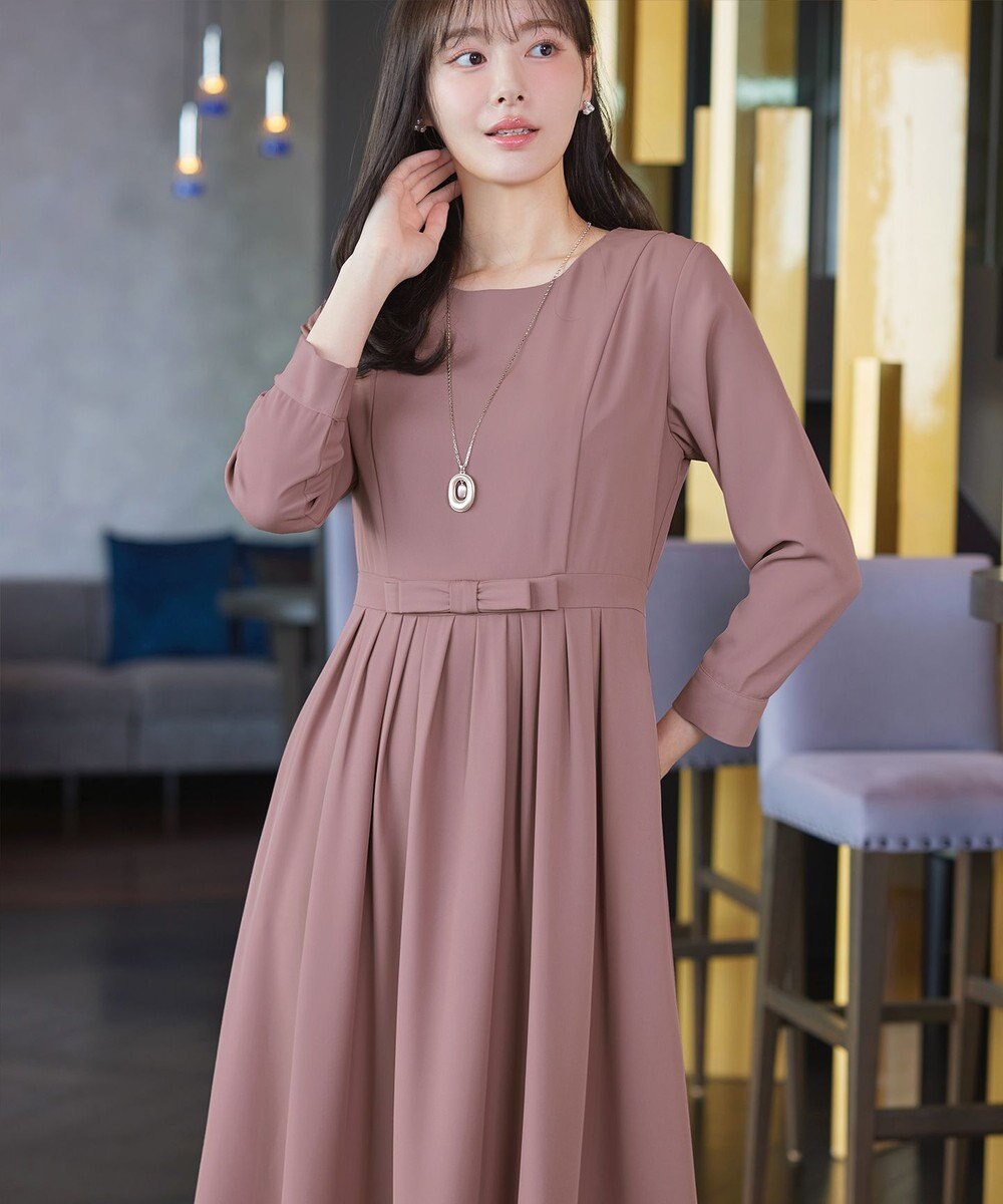 Tiaclasse L 【セレモニー・新色追加】リボンベルトフレアワンピース 