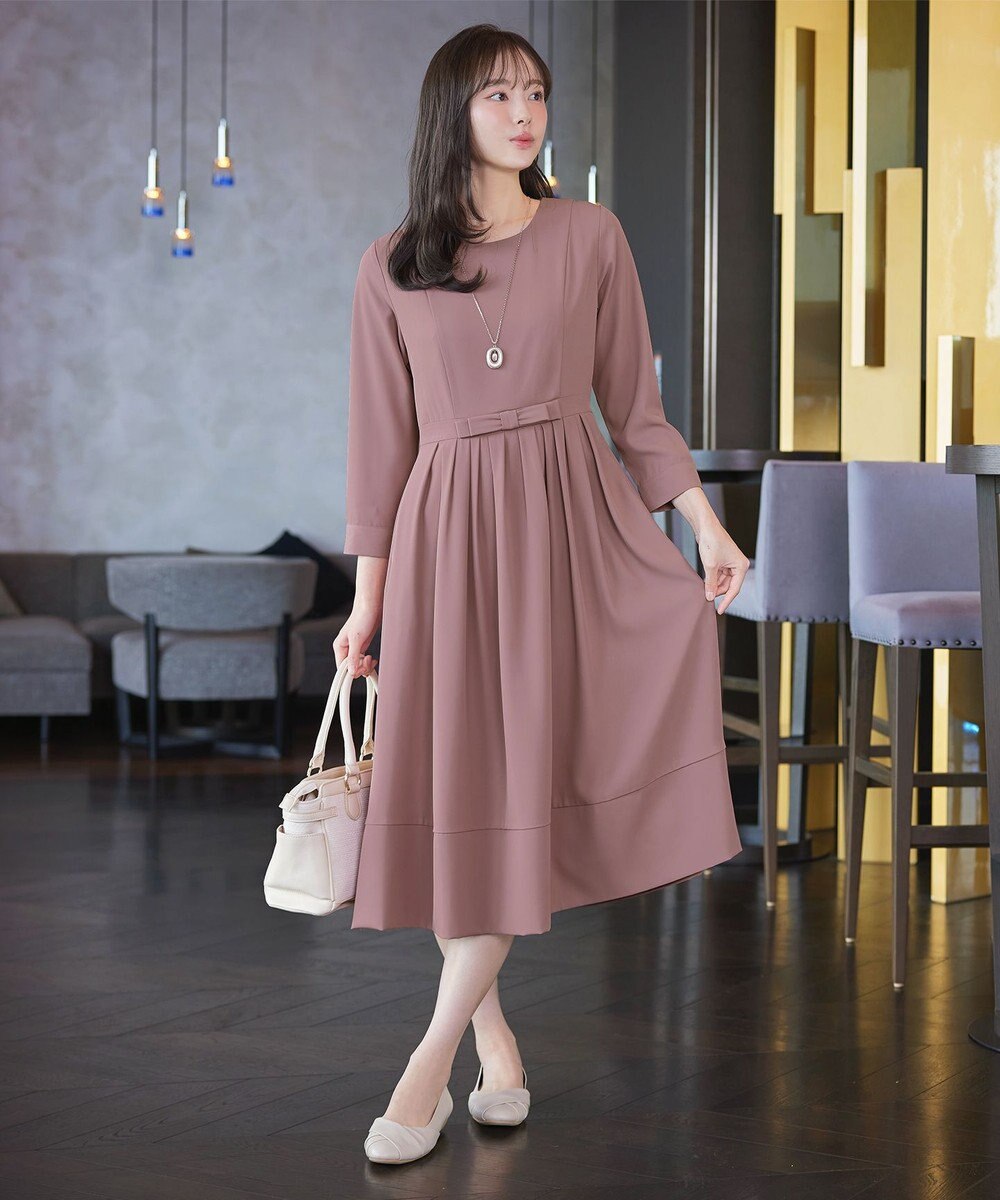 Tiaclasse L 【セレモニー・新色追加】リボンベルトフレアワンピース 