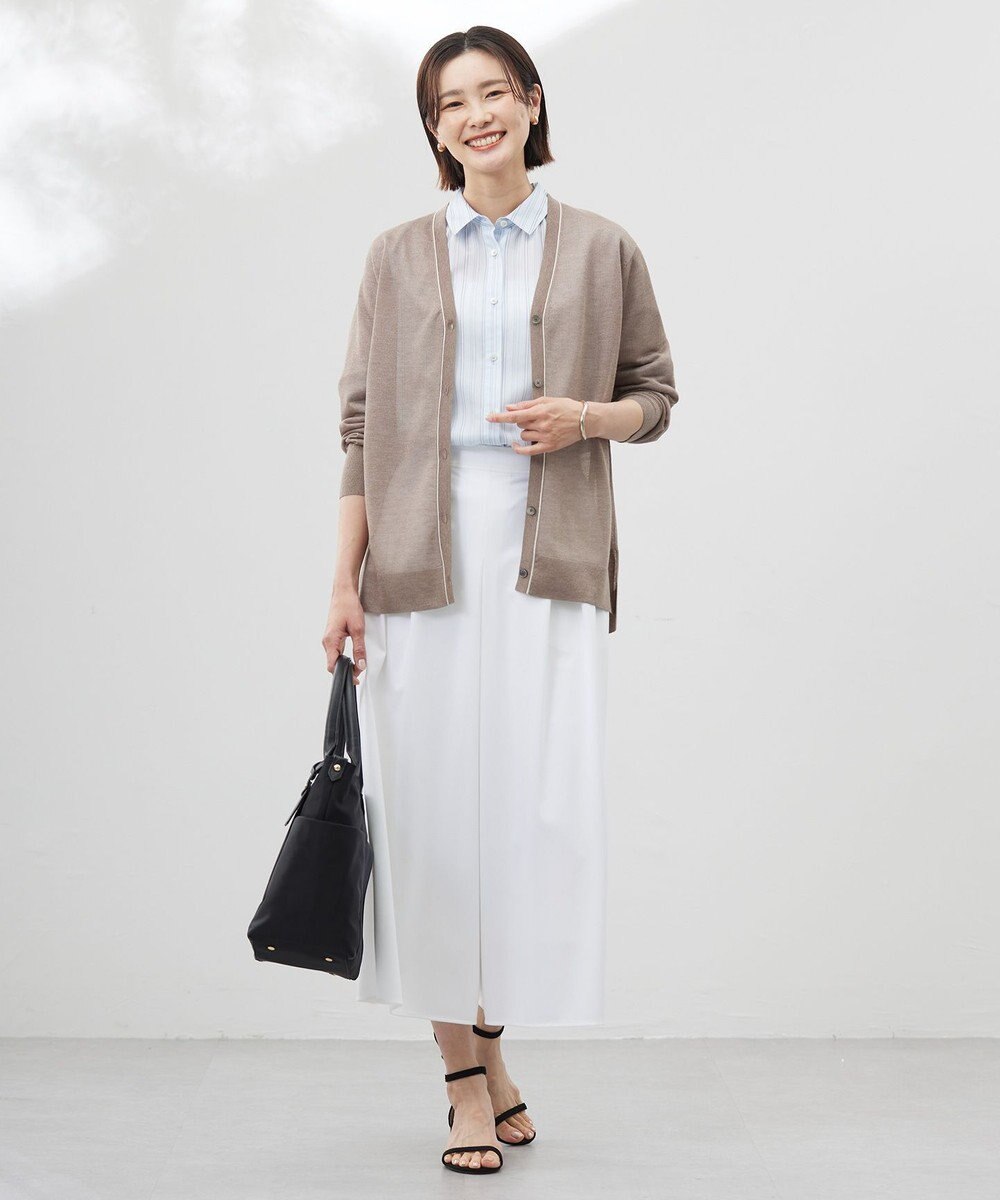 J.PRESS LADIES 【洗える】ランダムストライプ シャツカラー ブラウス 