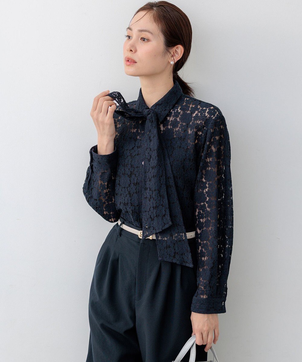 組曲 S 【WEB限定】フラワーラッセルレースシャツライク ブラウス 
