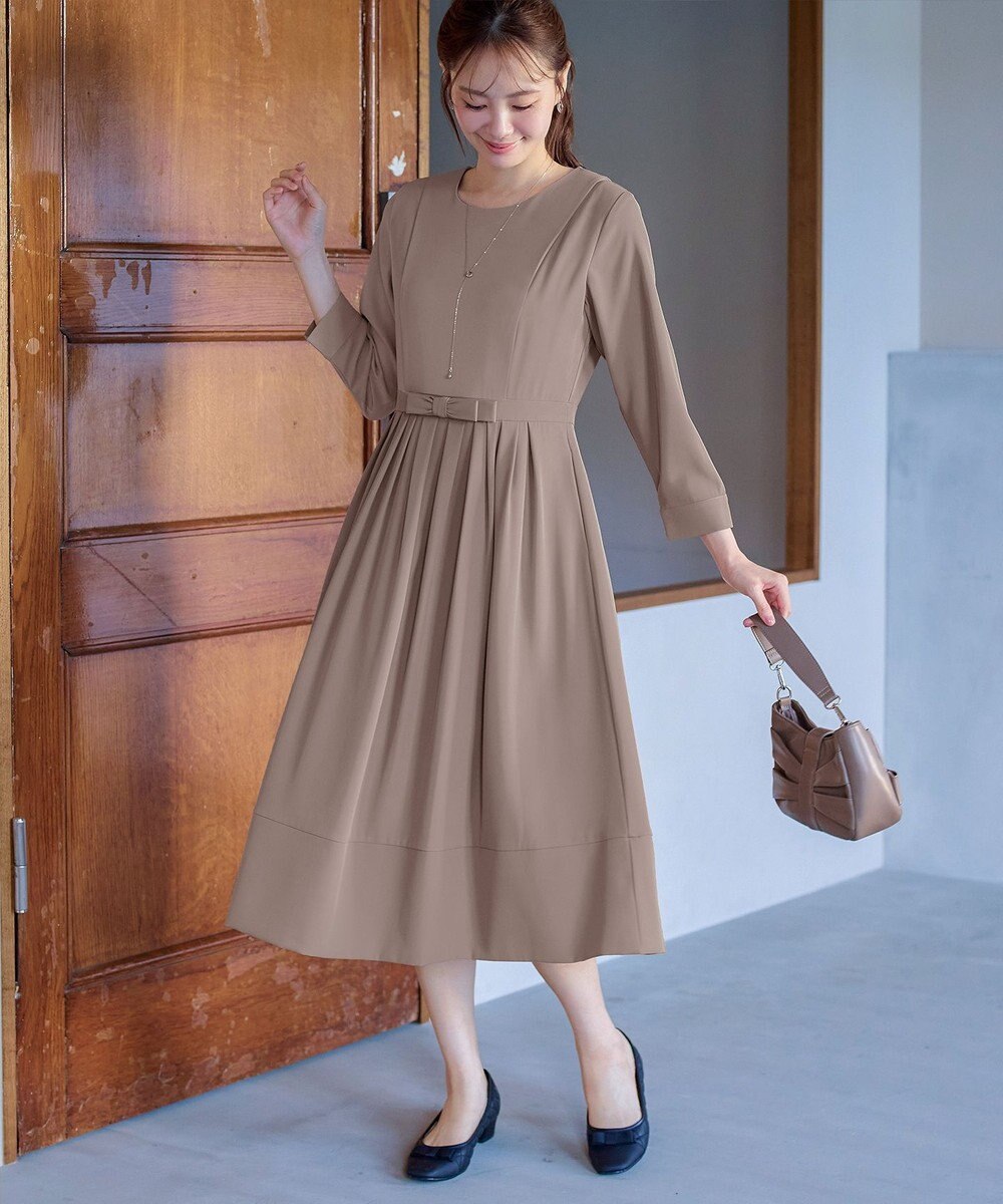 Tiaclasse L 【セレモニー・新色追加】リボンベルトフレアワンピース 