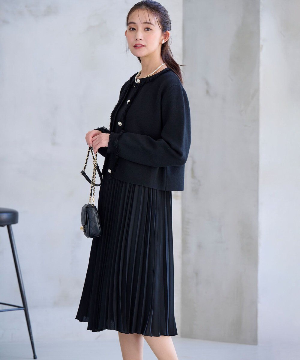 組曲 ビジューボタンニットジャケット 