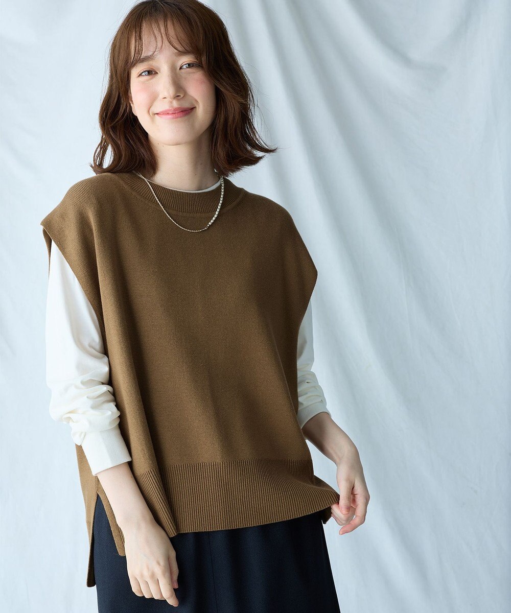 ANY 【洗濯機可】スリットニットベスト 